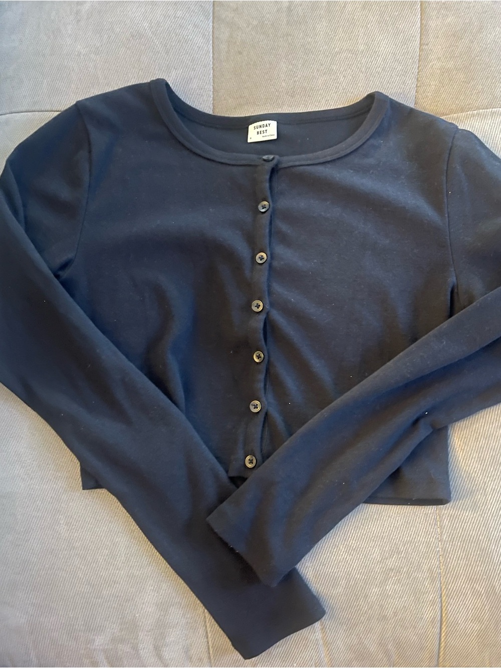 Sunday Best Black Button-Front Cropped Top